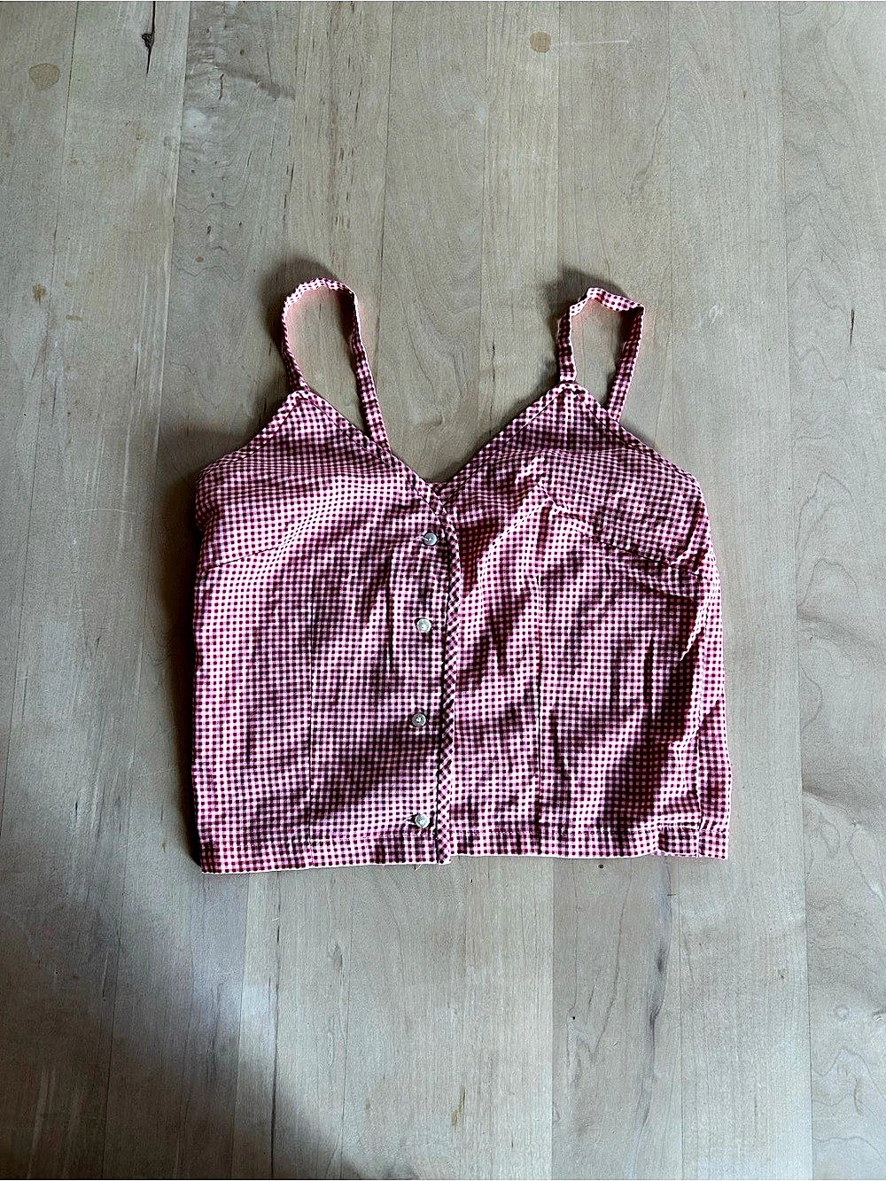 Vintage Gingham Camisole in Pink & White